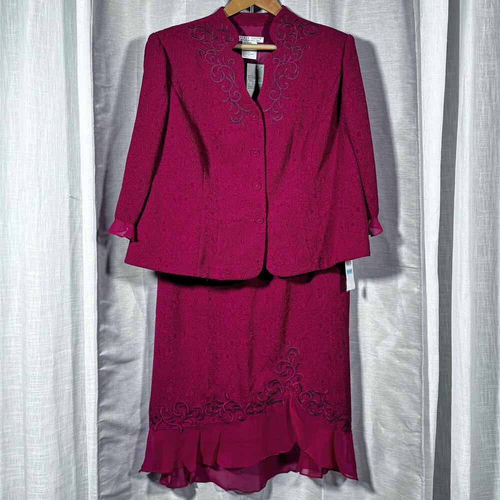 NWT Plaza South Magenta Suit Petite 20W Special Occasion Feminine Flowy